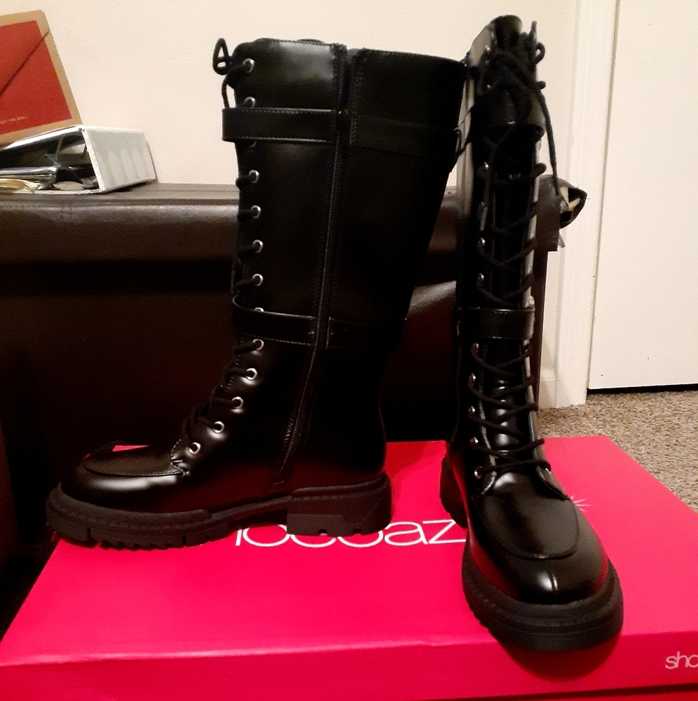 ShoeDazzle tall combat boots